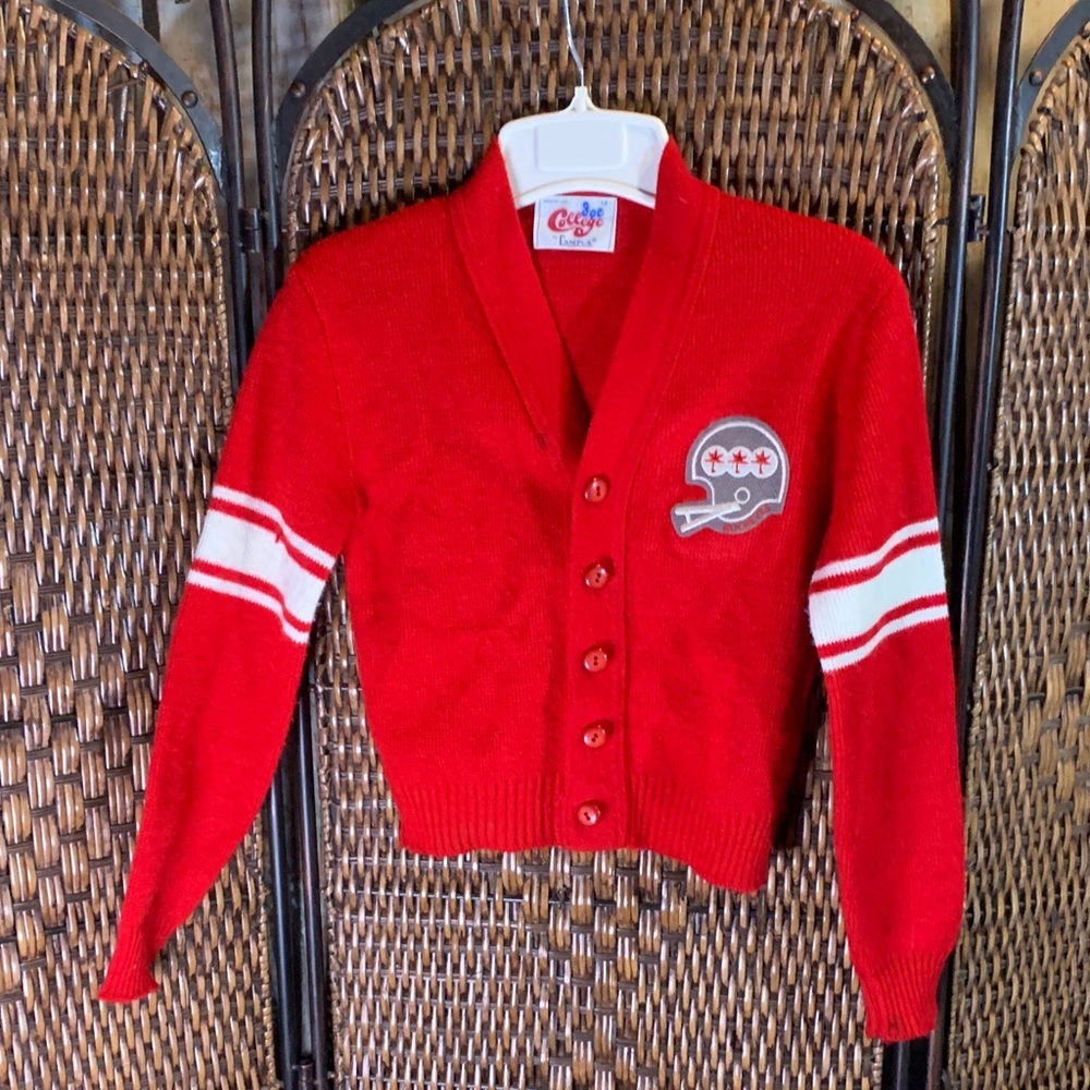 Vintage Joe College Football Varsity Cardigan Size 12